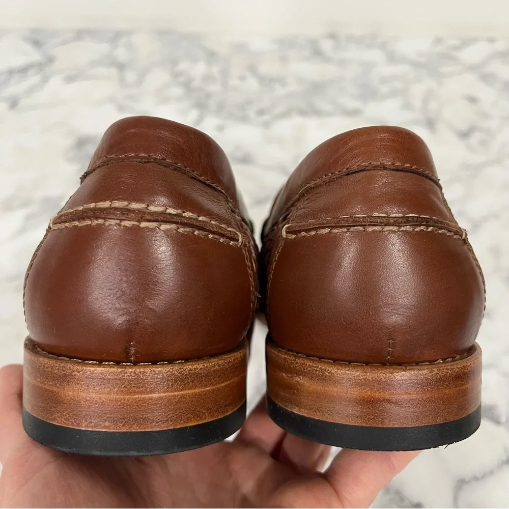 Johnston & Murphy Halstead Woven Penny Loafer brown full-grain leather Men’s 10